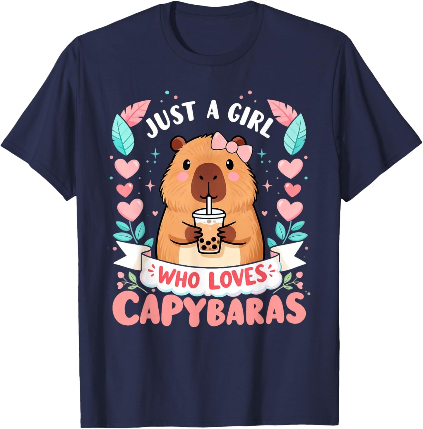 Just a Girl Who Loves Capybaras Cute Capybara Lover Kids T-Shirt - T-Shirt | Navy
