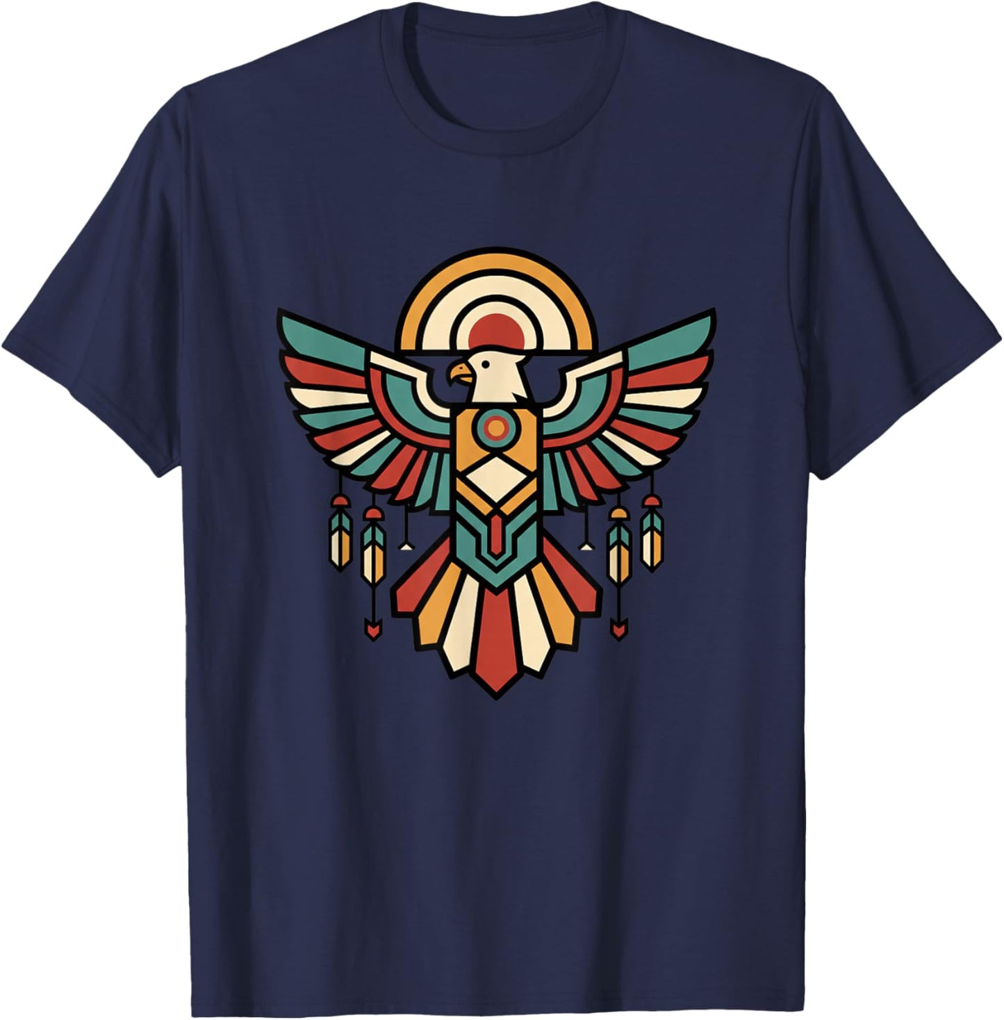 Bird Geometric Eagle Totem Retro Tribal-Inspired Artwork T-Shirt - T-Shirt | Navy