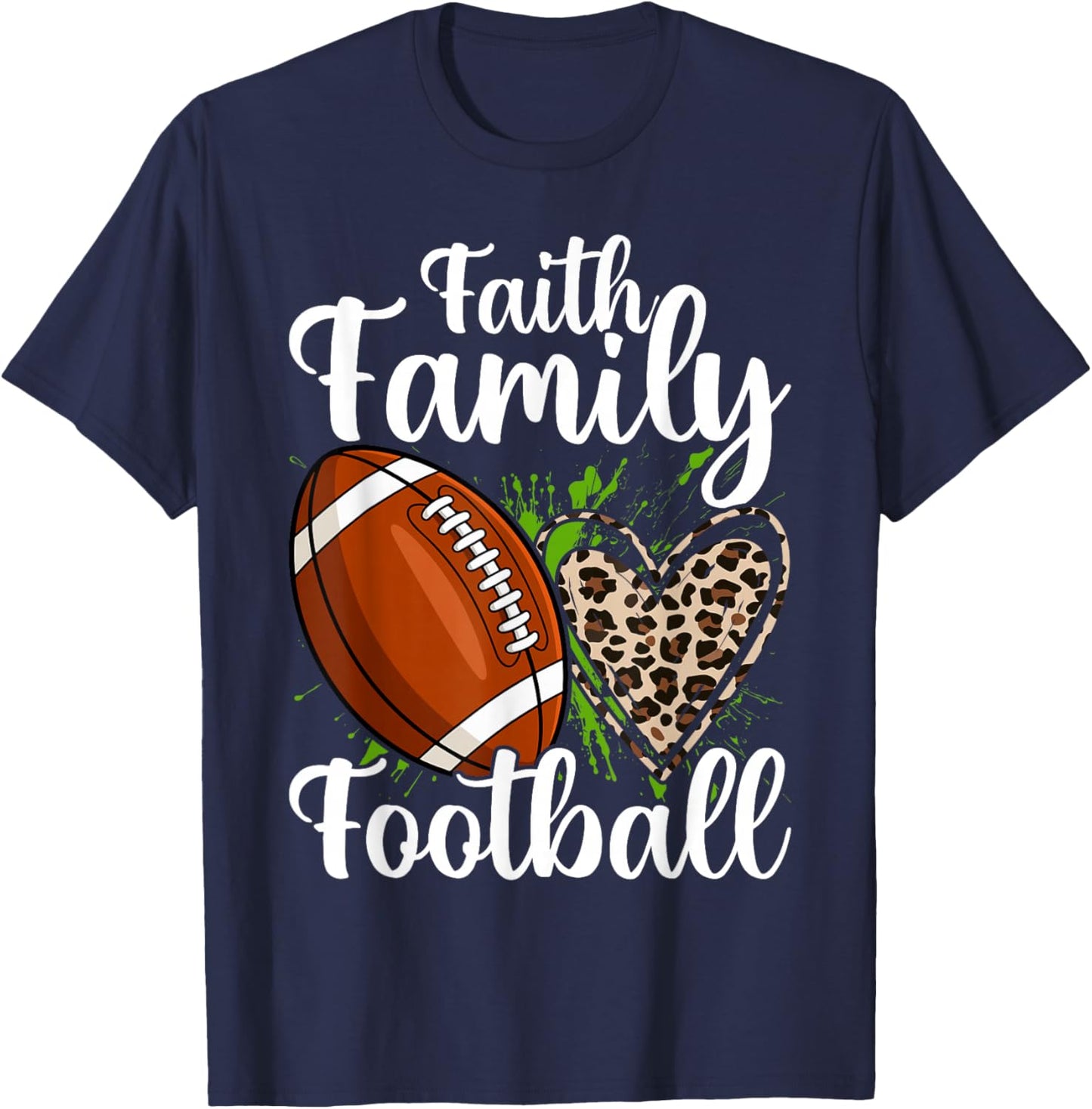 Religious Faith Family Football T-Shirt - T-Shirt | Navy