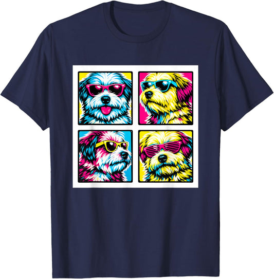 Funny Doodle Dog Women Kids Goldendoodle Dad Mom Art T-Shirt - T-Shirt | Navy