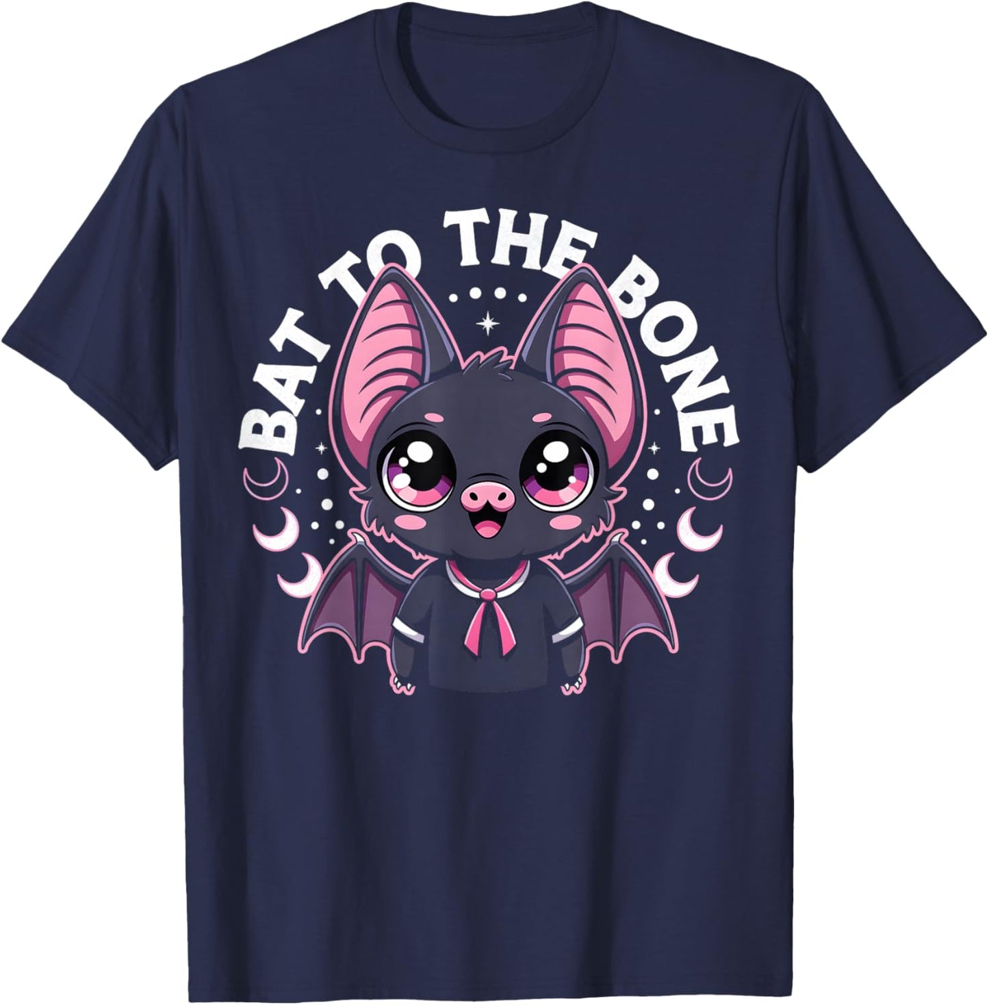Bat to The Bone Cute Kawaii Bat T-Shirt - T-Shirt | Navy