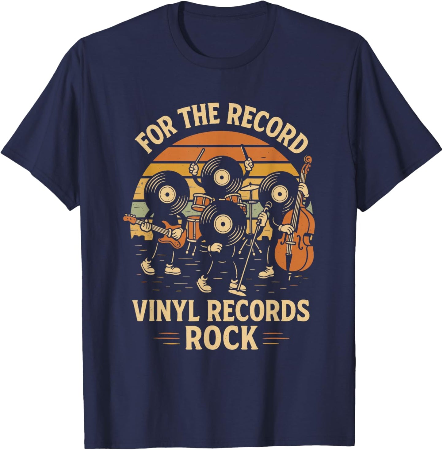 Retro Vinyl Record Pun Rock Music Lover Funny Rock Band T-Shirt - T-Shirt | Navy
