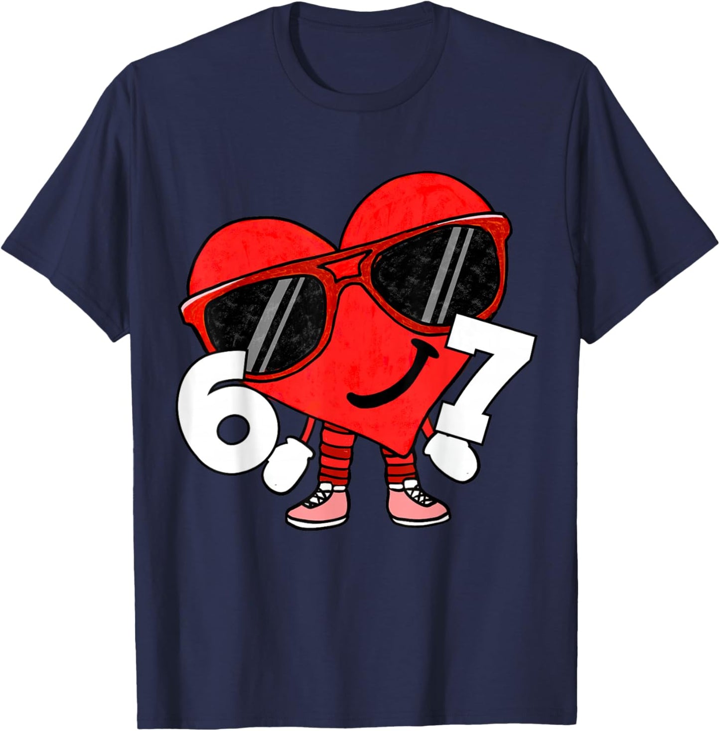 Funny Valentines Heart 67 Six Seven Boys Kids Teens T-Shirt - T-Shirt | Navy