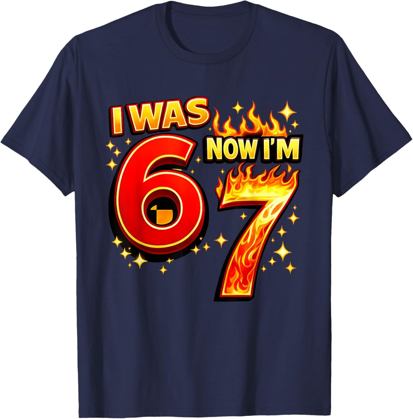 7 Years Old Birthday I was 6 Now I'm 7 6 7 Funny Kids Boys T-Shirt - T-Shirt | Navy