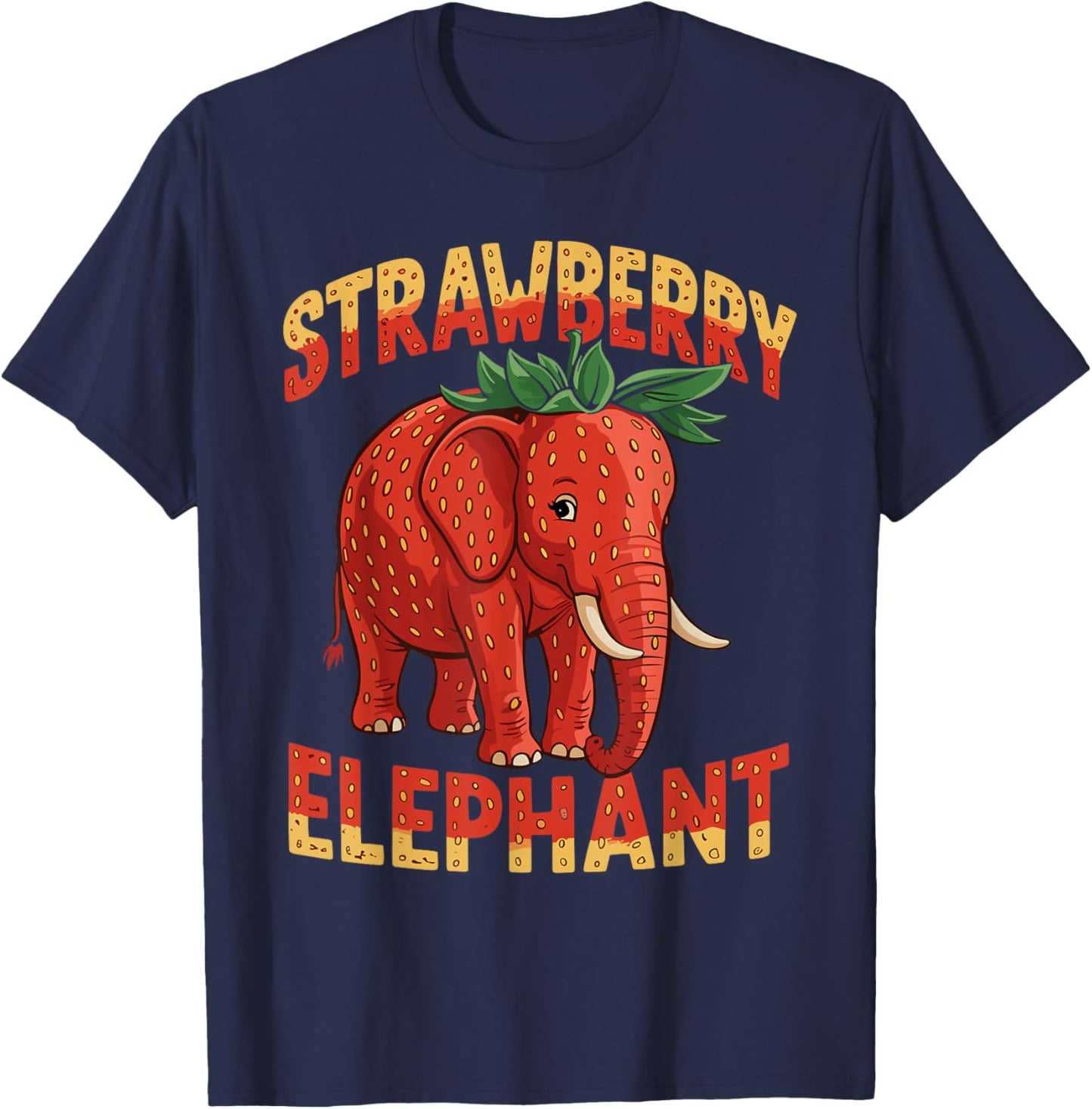 Strawberry Elephant Italian Brainrot Meme Kids Funny Memes T-Shirt - T-Shirt | Navy