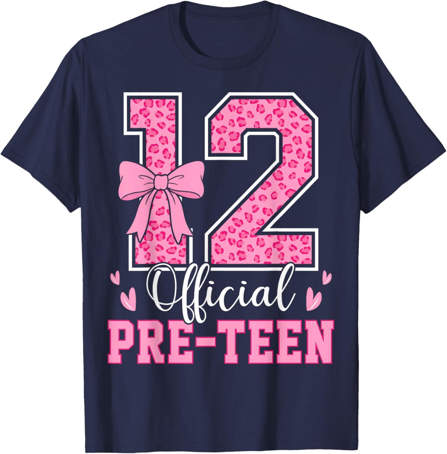 12 Official Pre-Teen Leopard 12 Year Old 12th Birthday Girl T-Shirt - T-Shirt | Navy