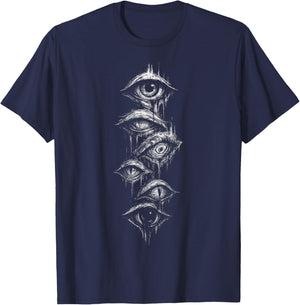 Eyes Eyeballs Goth Grunge Alt Y2K Weird Strange Aesthetic T-Shirt - T-Shirt | Navy