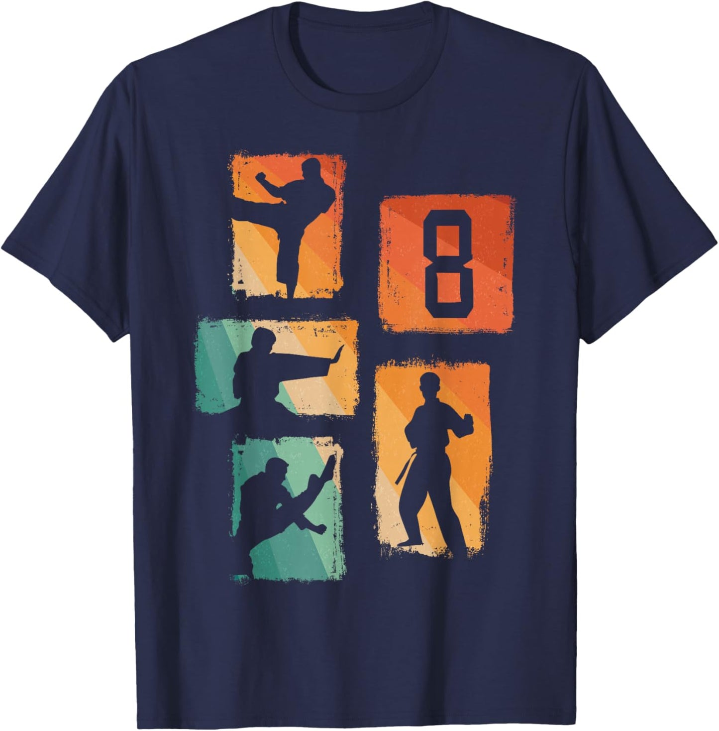 8th Birthday Karate Taekwondo 8 Years Old Boy Martial Arts T-Shirt - T-Shirt | Navy