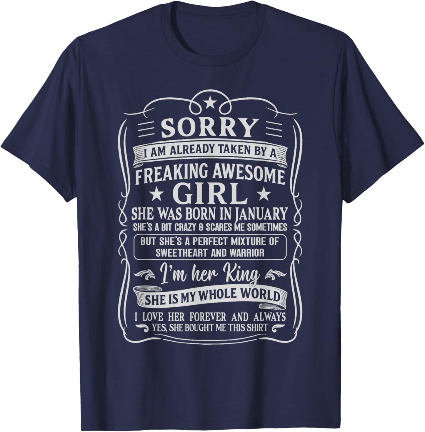 I Am Already Taken by Freaking Awesome Girl Born in January T-Shirt - T-Shirt | Navy
