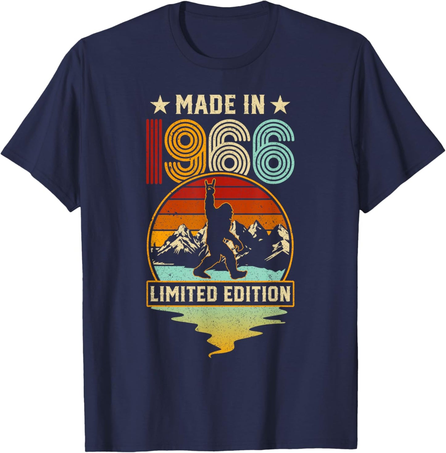 Retro 1966 60th Birthday Funny Bigfoot Adventure 60-Year-Old T-Shirt - T-Shirt | Navy