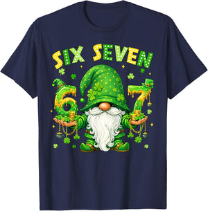 Gnomes 67 Six Seven 6 7 Shamrock Shenanigans St.Patricks Day T-Shirt - T-Shirt | Navy