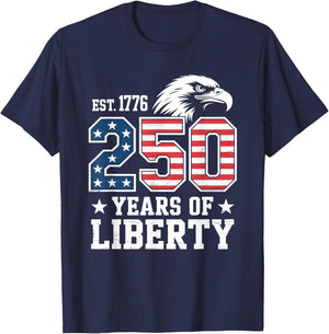250th Anniversary of Freedom | American 1776–2026 Patriotic T-Shirt - T-Shirt | Navy