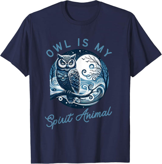 Owl is My Spirit Animal Apparel for Wisdom Seekers T-Shirt - T-Shirt | Navy
