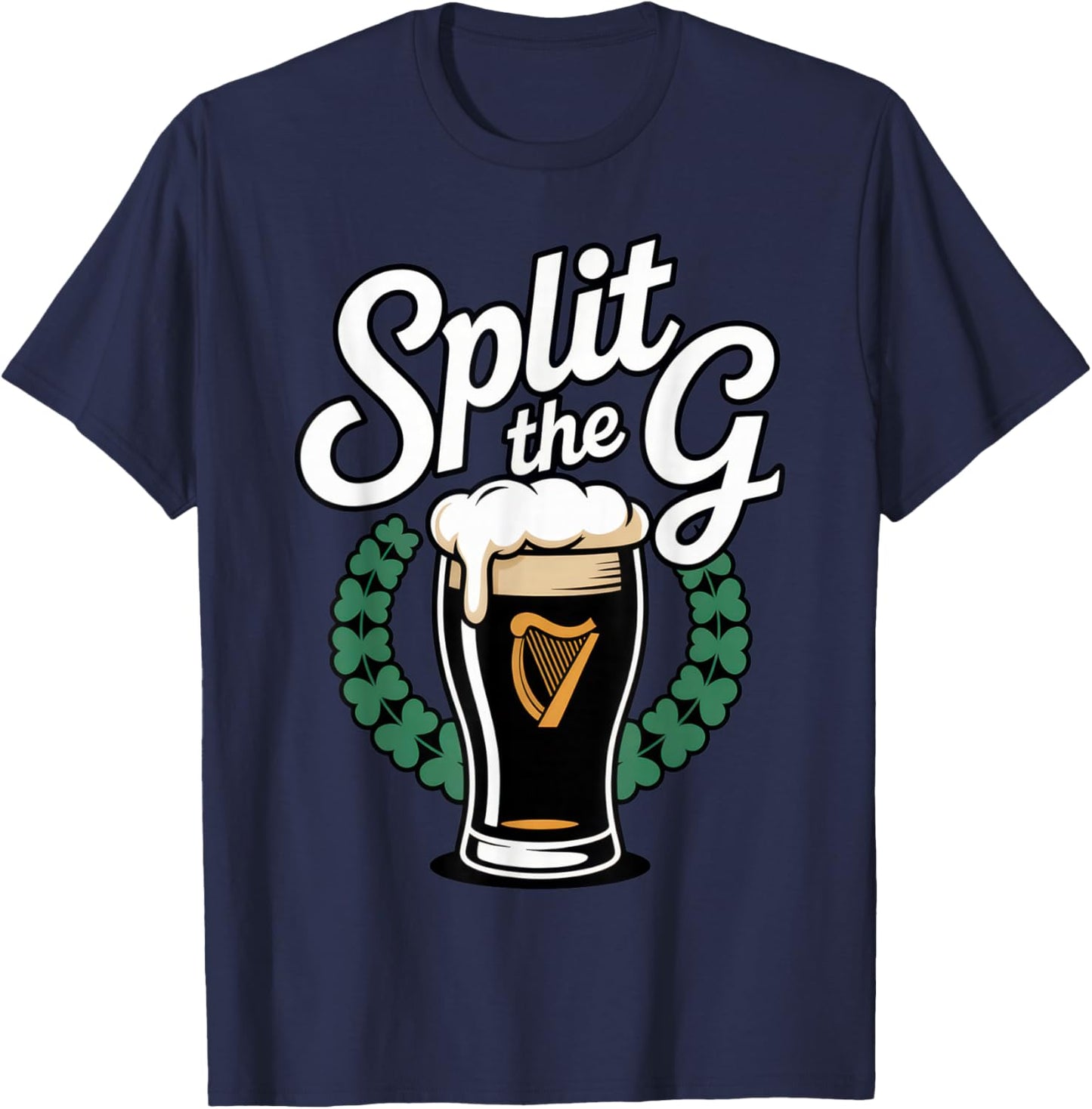 Split The G for Beer Lovers with Irish Vibes on St. T-Shirt - T-Shirt | Navy