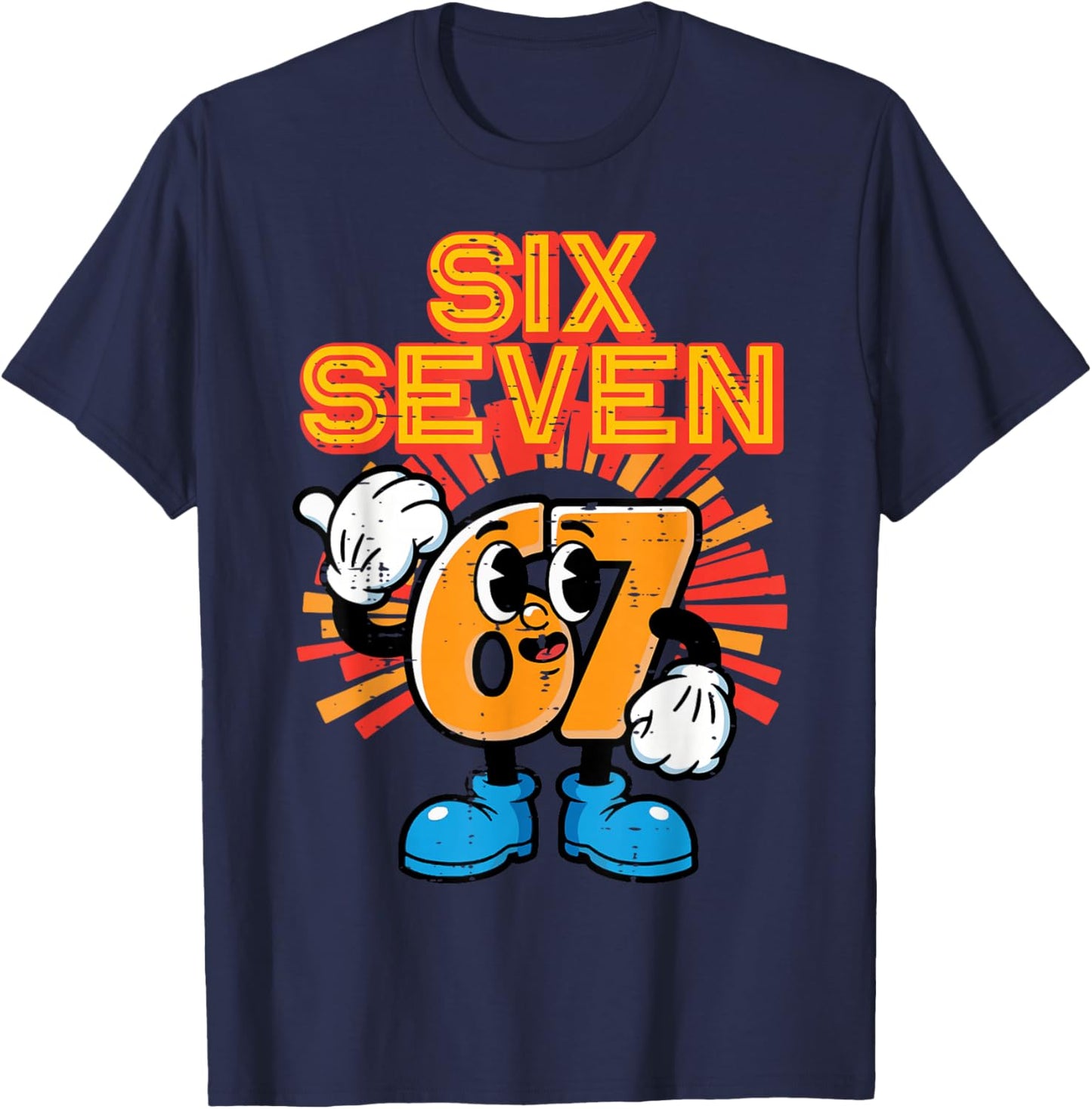 6 7 Meme Numbers Funny 67 Gen Alpha Slang Kids Boys Youth T-Shirt - T-Shirt | Navy