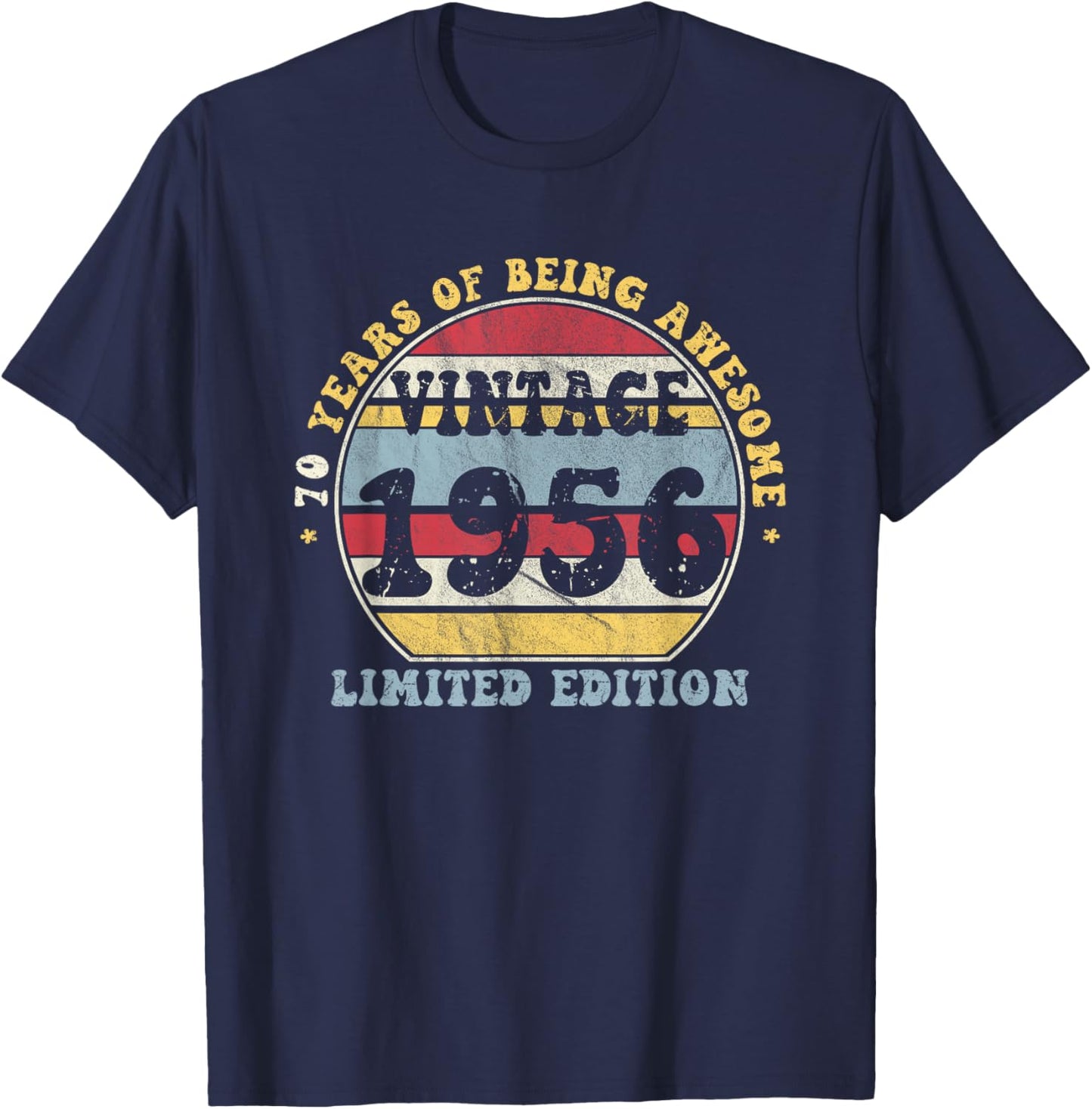 Vintage 1956 Limited Edition 70th Birthday Gifts 70 Year Old T-Shirt - T-Shirt | Navy