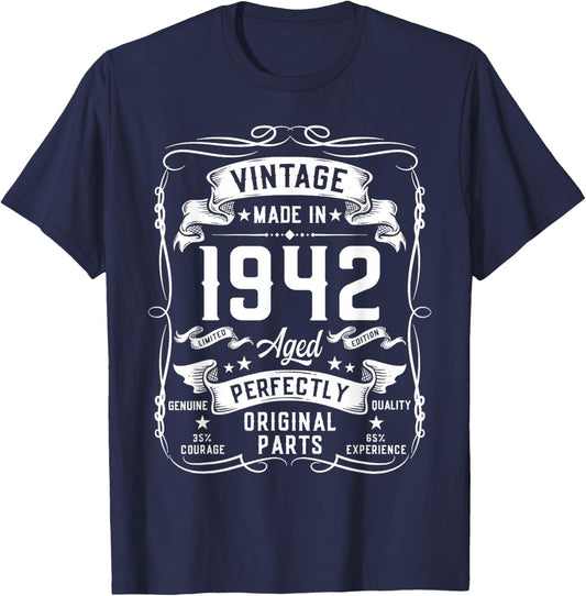 Vintage 1942 84yr 84th Birthday Gifts 84 Years Old T-Shirt - T-Shirt | Navy
