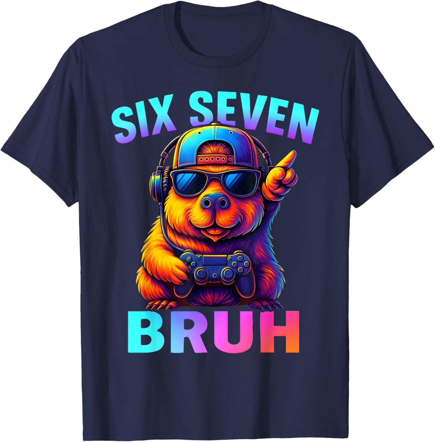 Six Seven 67 Capybara Video Game Boys Gamer Gift Boy Kids T-Shirt - T-Shirt | Navy