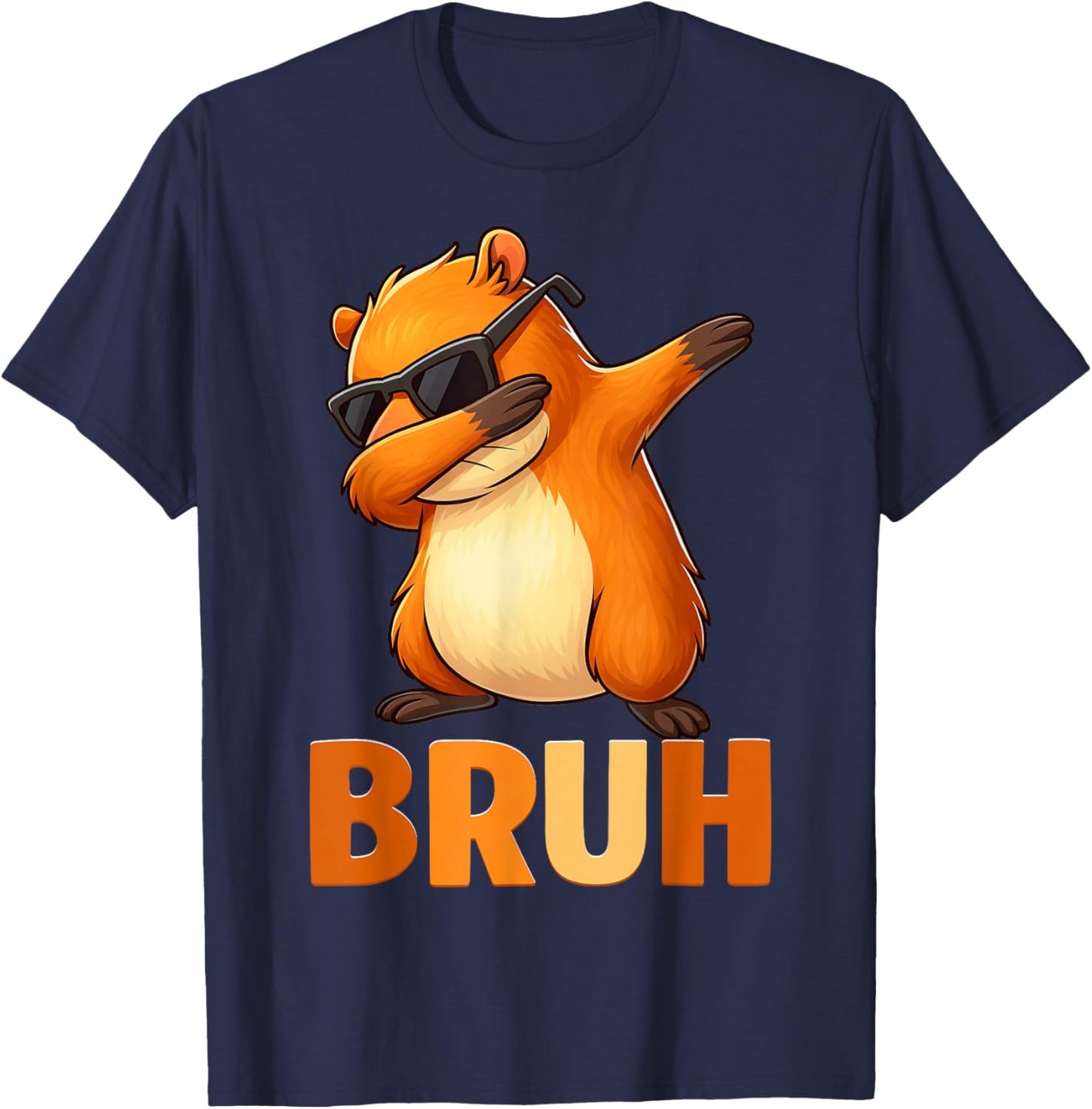 Bruh Funny Cool Dabbing Capybaras Gift Men Boy T-Shirt - T-Shirt | Navy