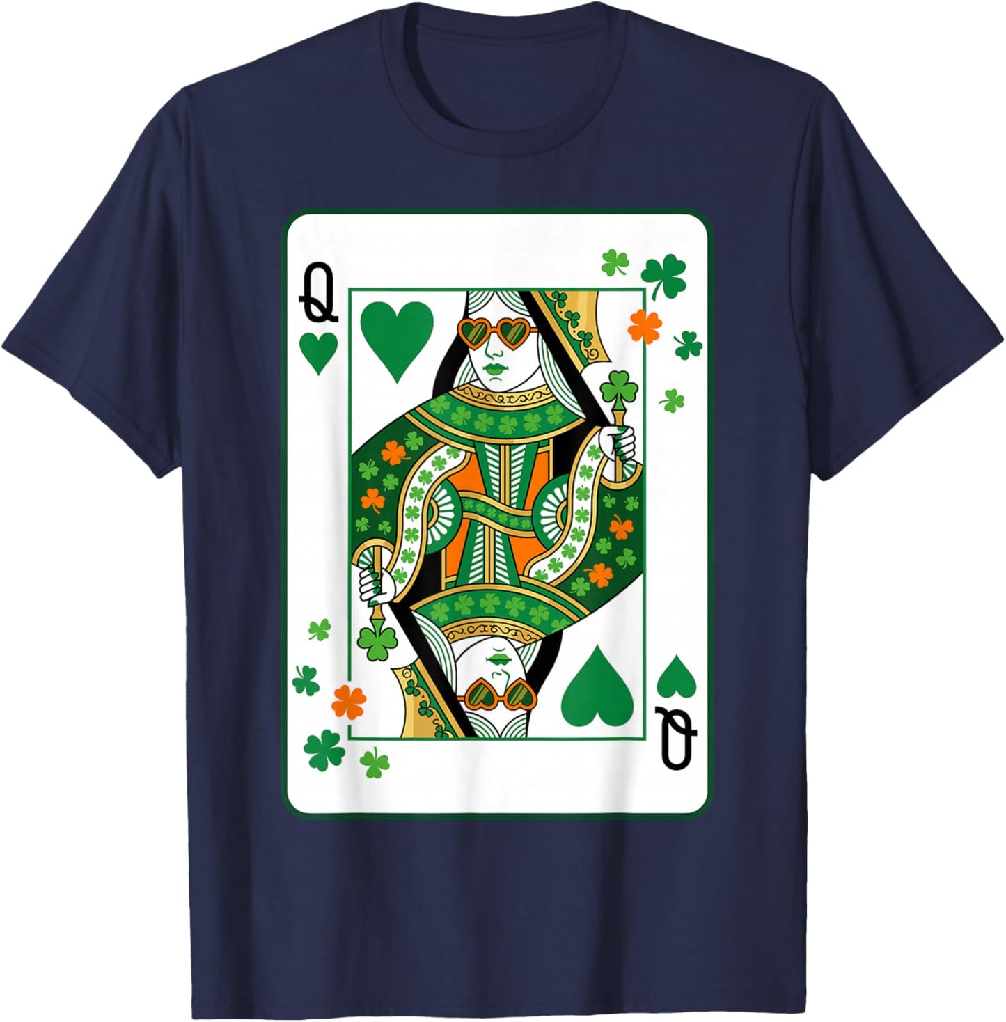 Queen of Hearts Classic Card Game Irish Saint Patrick's Day T-Shirt - T-Shirt | Navy