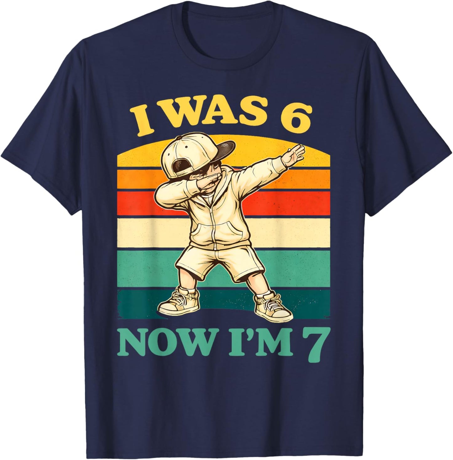 I was 6 Now I'm 7 Boys Kids 7th Birthday Gen Alpha Meme T-Shirt - T-Shirt | Navy