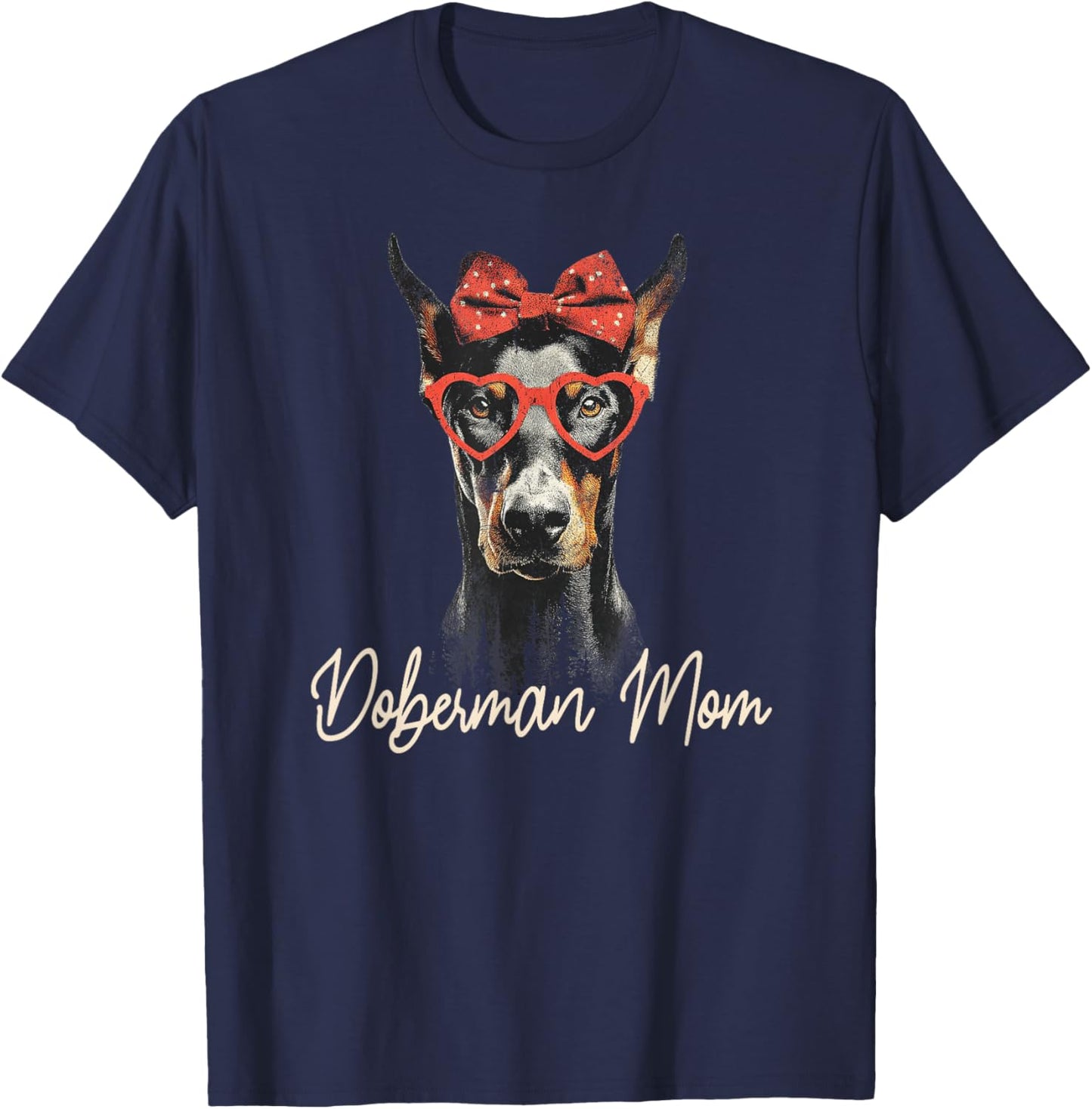 Women's Doberman Dog Vintage Mothers Day for Mom Sister T-Shirt - T-Shirt | Navy