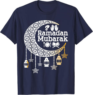 Happy Ramadan Mubarak Islamic Calligraphy Faith Family Funny T-Shirt - T-Shirt | Navy