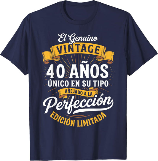 Vintage 40th Birthday Men Funny 40 Birthday Spanish T-Shirt - T-Shirt | Navy