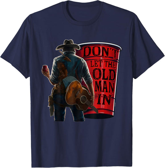 Retro Don't Let The Old Man in Cowboy US Flag Women T-Shirt - T-Shirt | Navy