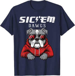 Bulldog Dawgs Women Kids Boys Men Girls Youth Teen T-Shirt - T-Shirt | Navy