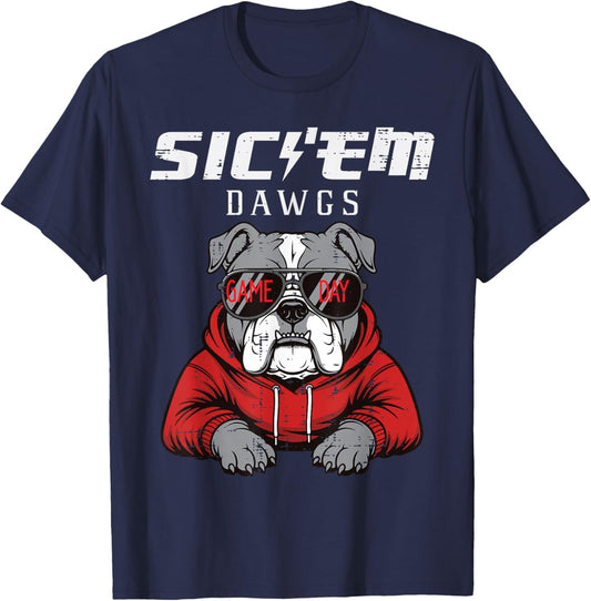 Bulldog Dawgs Women Kids Boys Men Girls Youth Teen T-Shirt - T-Shirt | Navy
