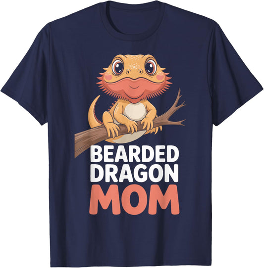 Mom of Bearded Dragon Lizard Lover Herp Owner Pride T-Shirt - T-Shirt | Navy