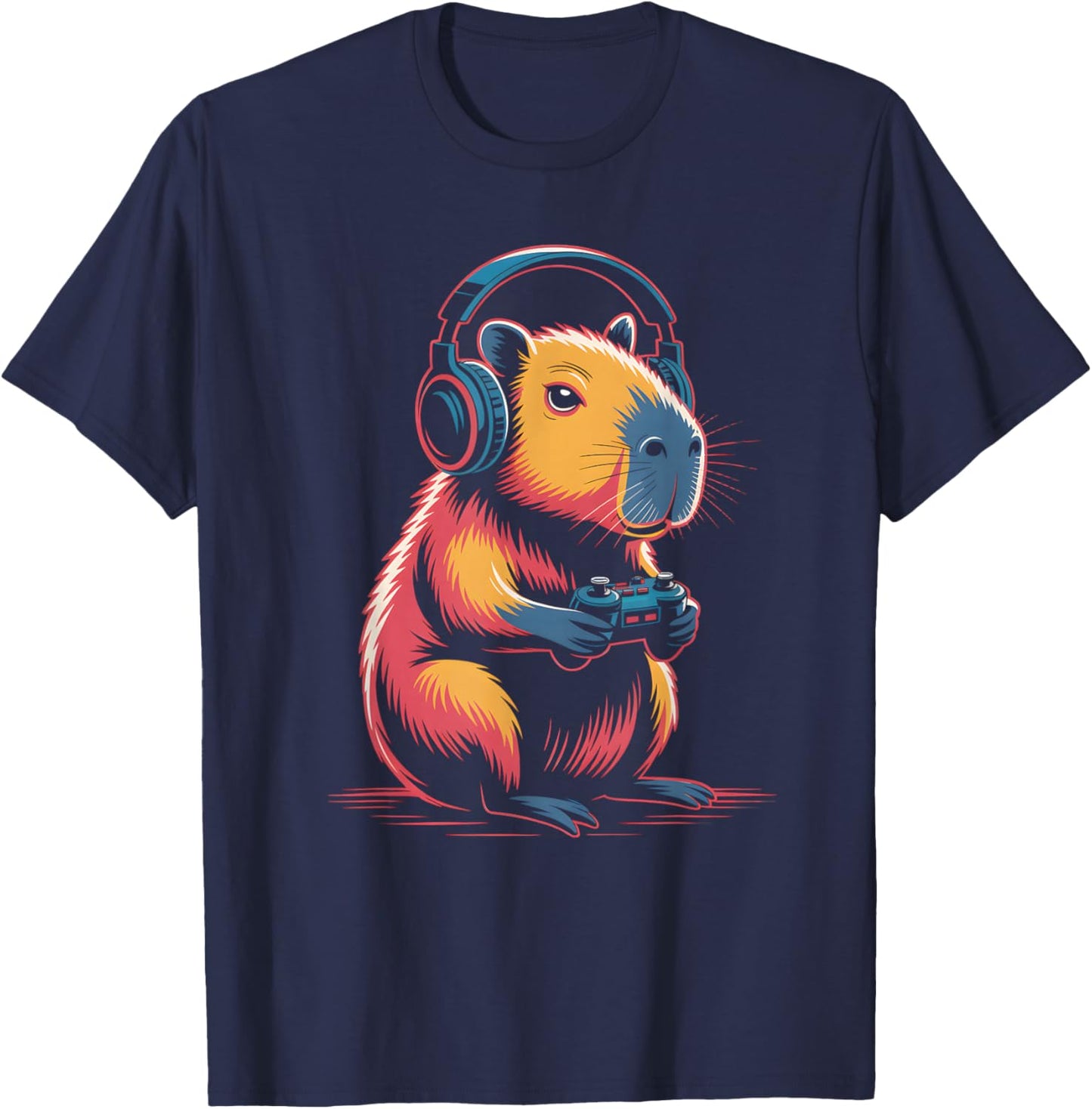 Capybara Gamer Graphic Funny Capybara T-Shirt - T-Shirt | Navy