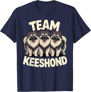 Puppy Cartoon Dutch Barge Dog Pet Dog Breed Team Keeshond T-Shirt - T-Shirt | Navy
