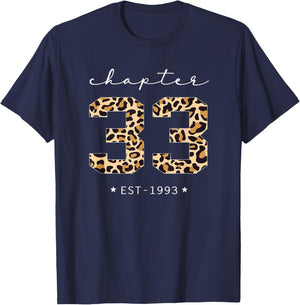 Chapter 33 Est 1993 Leopard Print 33rd Birthday 33 Years Old T-Shirt - T-Shirt | Navy