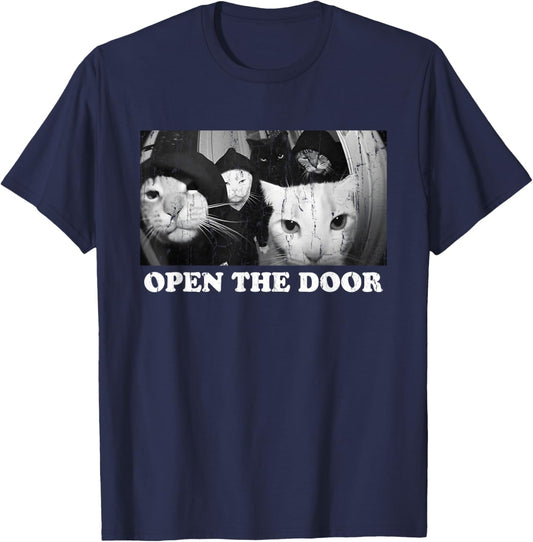 Open The Door, Funny Cat Gang, Meme Cat T-Shirt - T-Shirt | Navy