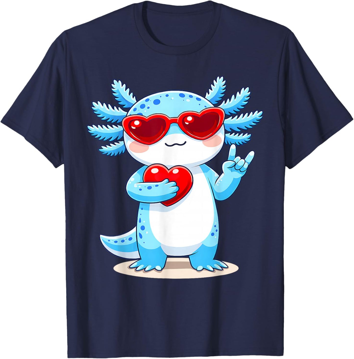 Cute Axolotl Valentines Day Love Funny Axolotl Boys Kids T-Shirt - T-Shirt | Navy