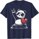 Retro Panda Rock Men Women Kids Funny St. Valentine's T-Shirt - T-Shirt | Navy