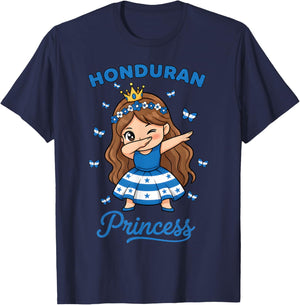 Honduran Princess Dabbing Cute Girl Honduras Flag T-Shirt - T-Shirt | Navy