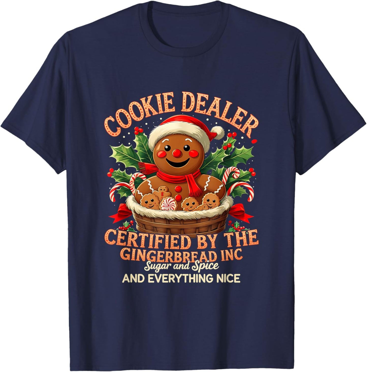 Vintage Gingerbread Bakery Christmas Cookie Dealer Holiday T-Shirt - T-Shirt | Navy