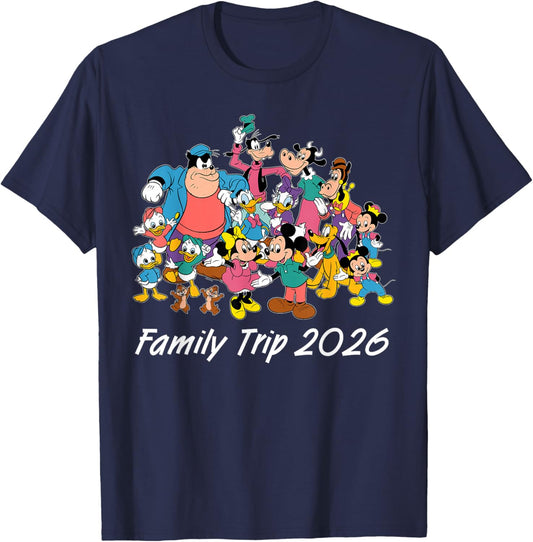 Disney Classic Characters Family Trip 2026 Matching Vacation T-Shirt - T-Shirt | Navy
