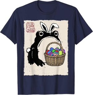 Grumpy Frog Funny Easter Bunny Anime Japanese T-Shirt - T-Shirt | Navy