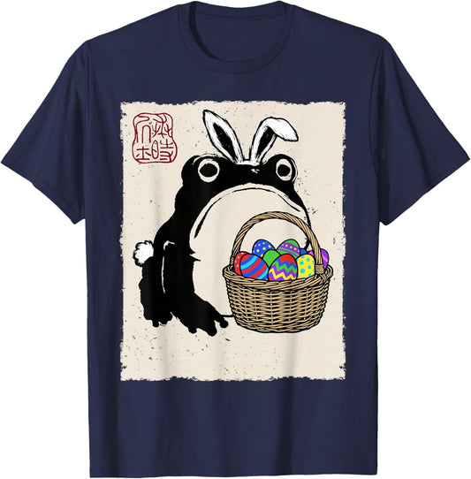 Grumpy Frog Funny Easter Bunny Anime Japanese T-Shirt - T-Shirt | Navy
