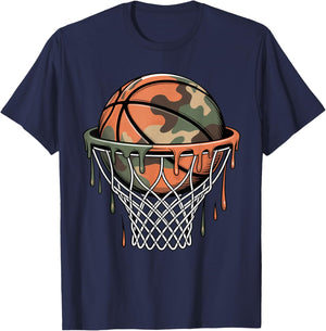 Camo Basketball Hoop Drip Camouflage Coquette Sport T-Shirt - T-Shirt | Navy