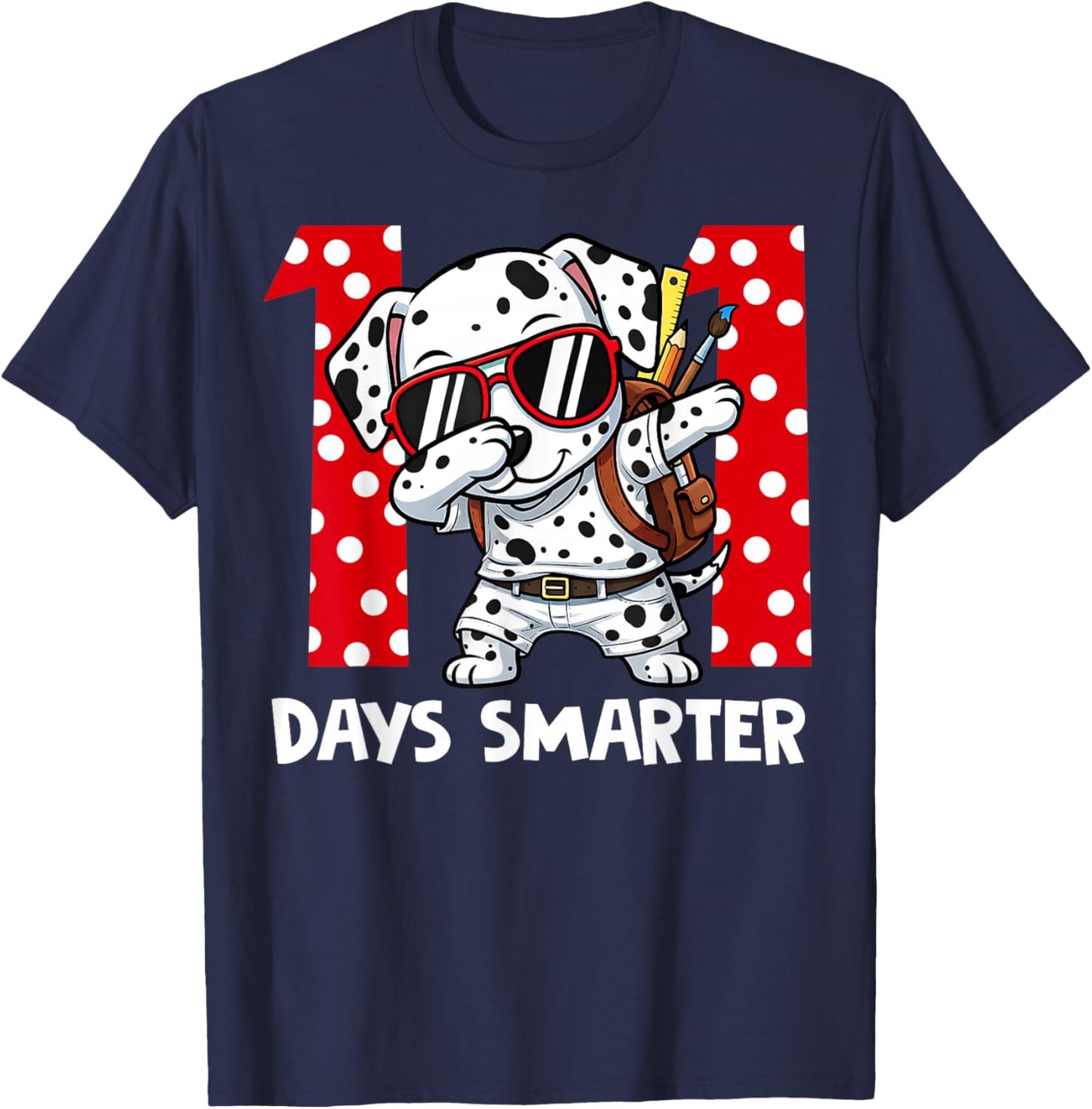 100 Days Smarter Cute Dalmatian Dog 100th Day of School Kids T-Shirt - T-Shirt | Navy