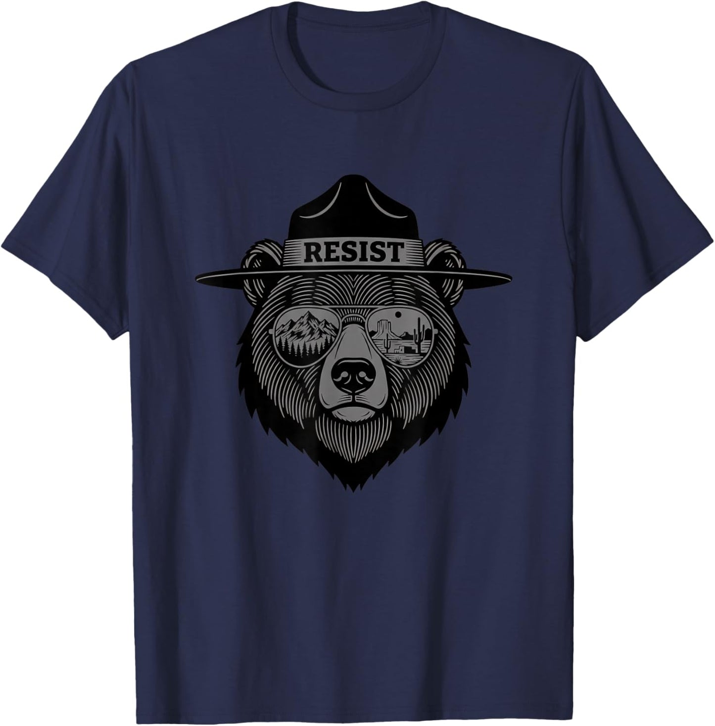 Resist Ranger Hat Sunglasses Nature Outdoors T-Shirt - T-Shirt | Navy