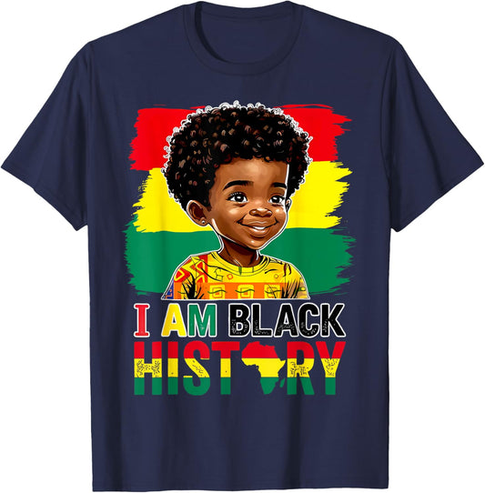 I Am Black History Boys Men Patriotic African American T-Shirt - T-Shirt | Navy