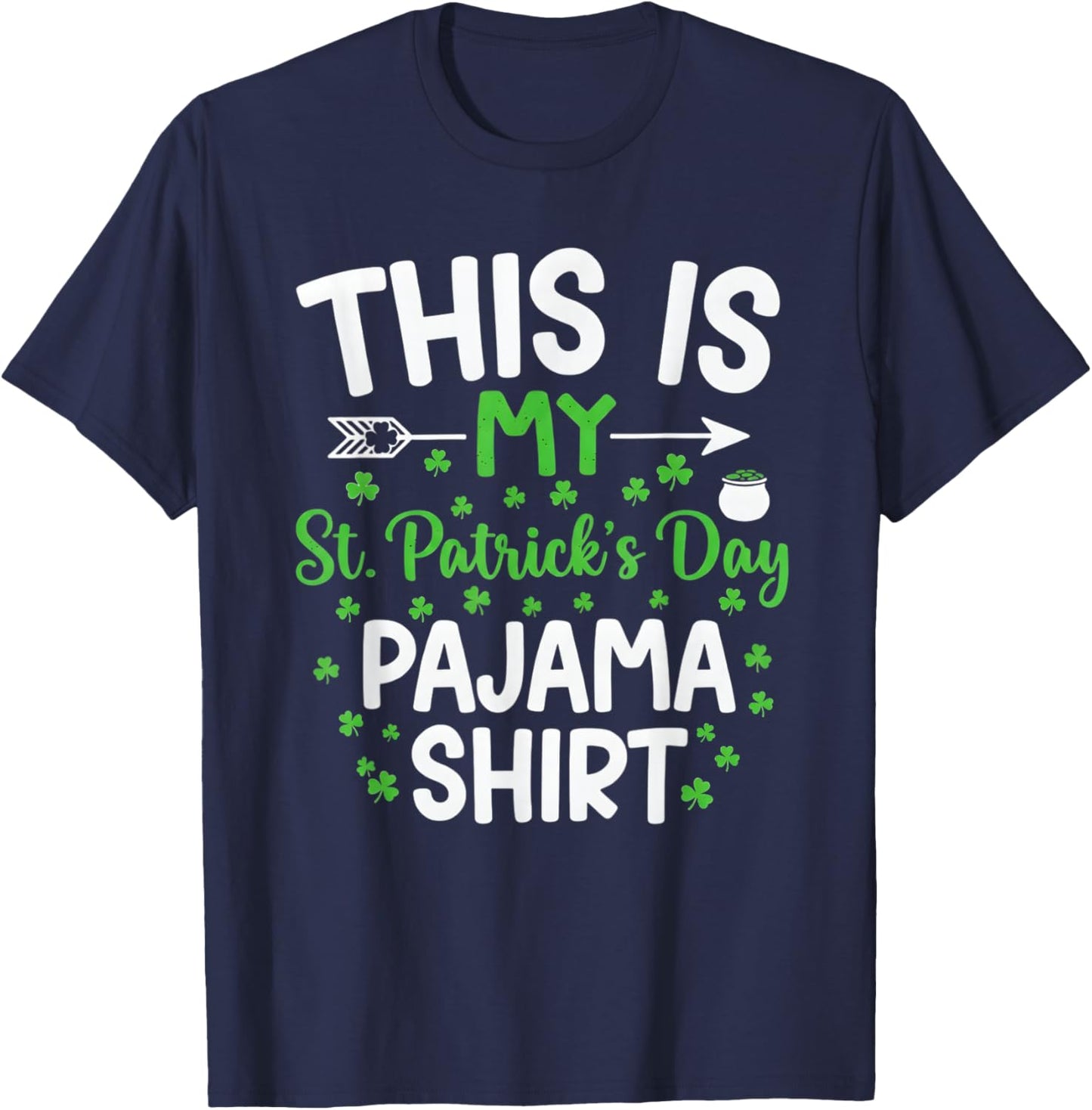 This is My St Patrick's Day Pajama Boys Girls Kids Shamrock T-Shirt - T-Shirt | Navy