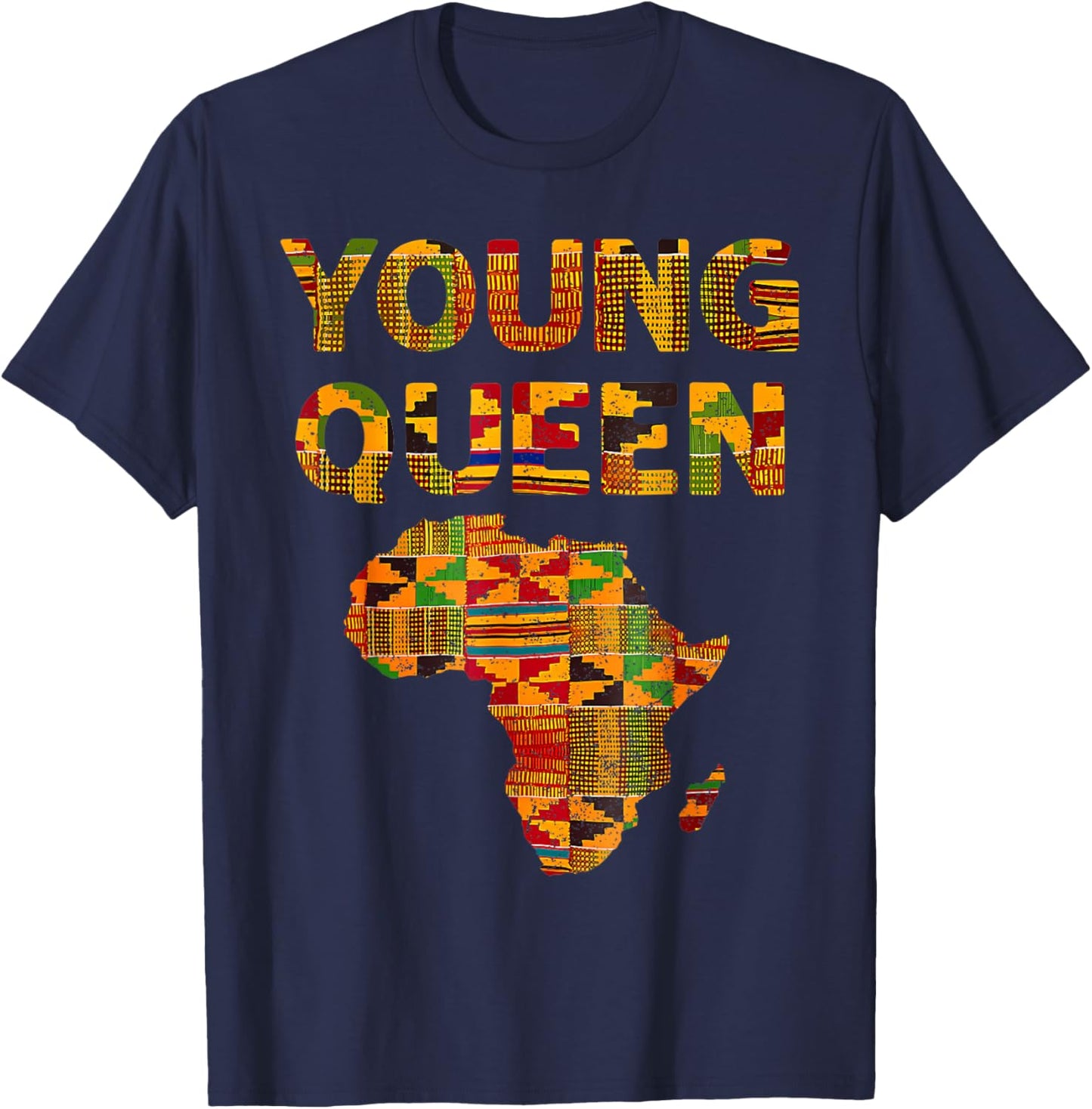 Cool Kente Cloth Art Kids Girls African Print African Queen T-Shirt - T-Shirt | Navy