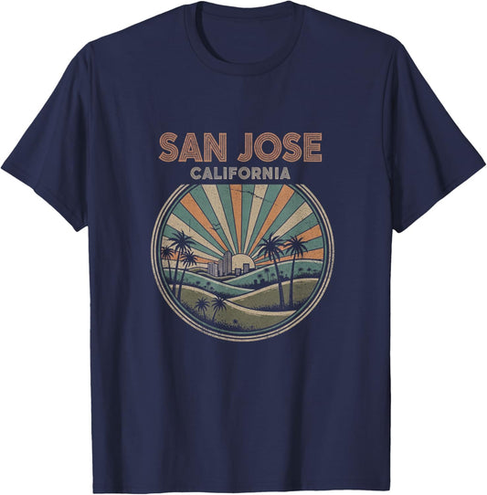 Vintage San Jose California Art Design T-Shirt - T-Shirt | Navy